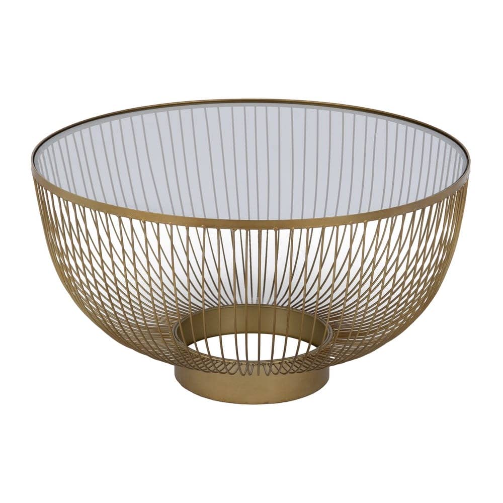 Mesa de Centro Oro Metal y Cristal 75x75x39,5 cm - Imagen 3
