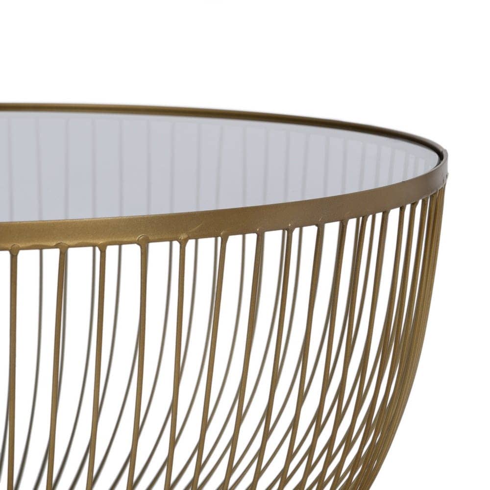 Mesa de Centro Oro Metal y Cristal 75x75x39,5 cm - Imagen 5