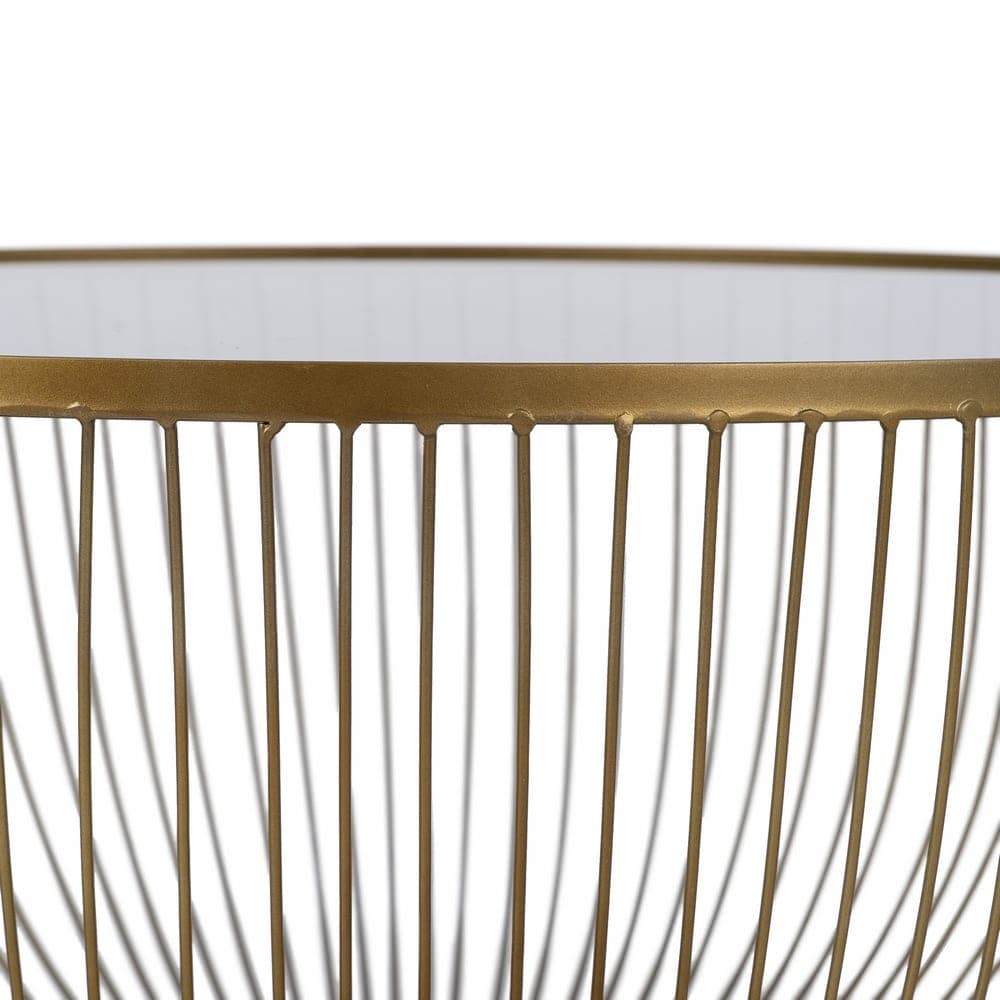 Mesa de Centro Oro Metal y Cristal 75x75x39,5 cm - Imagen 6