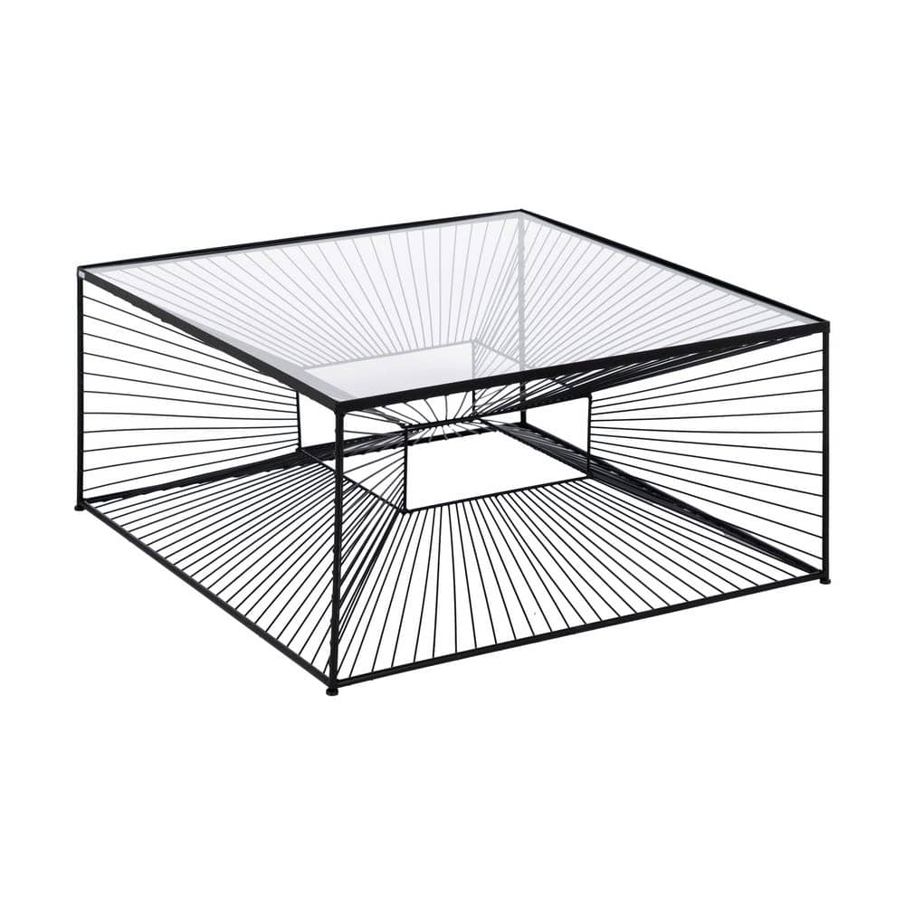 Mesa de Centro Negra de Metal y Cristal 80,5 x 80,5 x 38 cm - Imagen 4