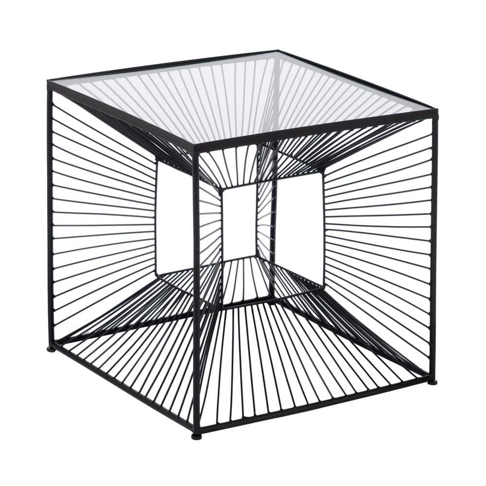 Mesita Negra de Metal y Cristal 45,5 x 45,5 x 45,5 cm - Imagen 4