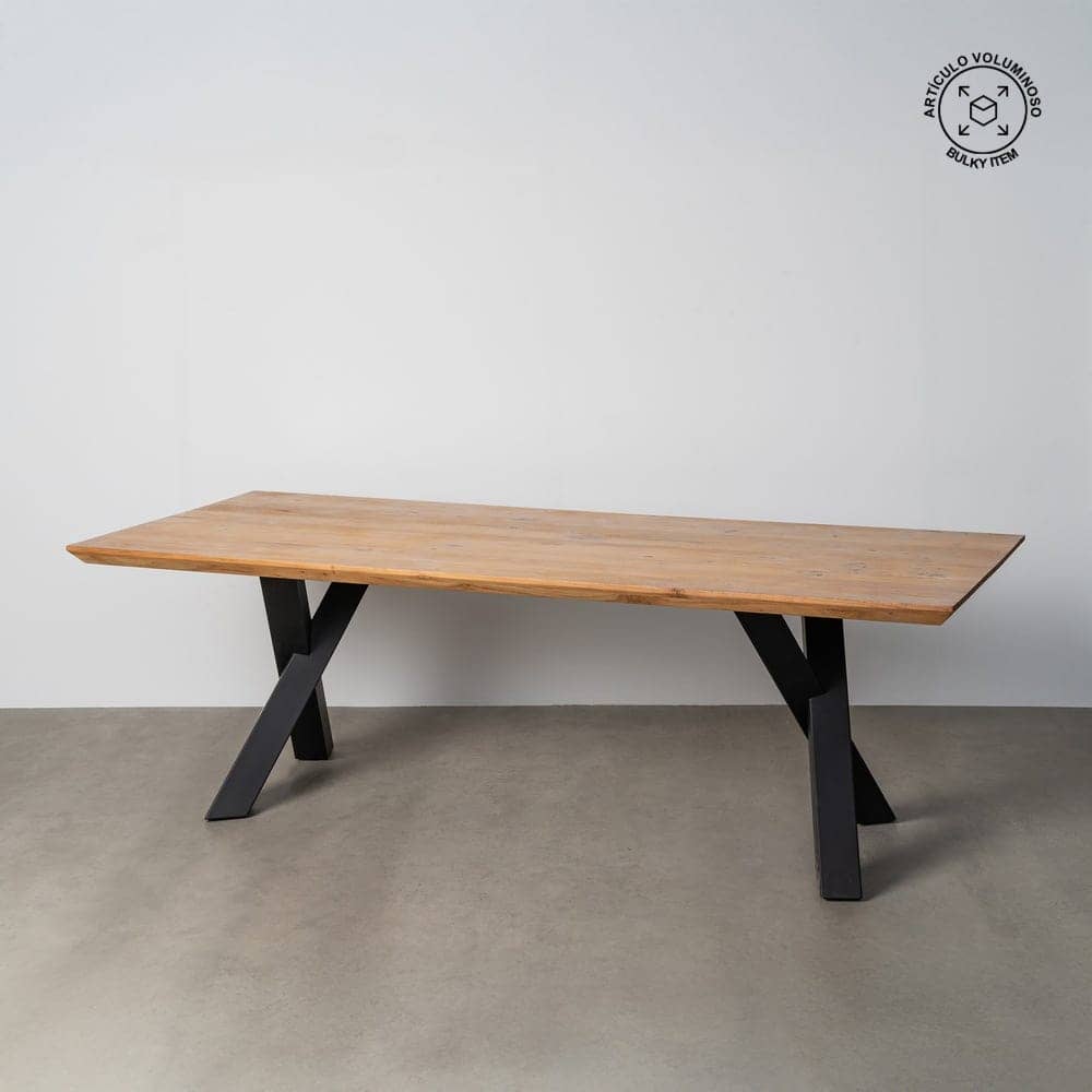 Mesa Comedor Natural de Madera de Acacia y Hierro 240x100x76 cm - Imagen 2