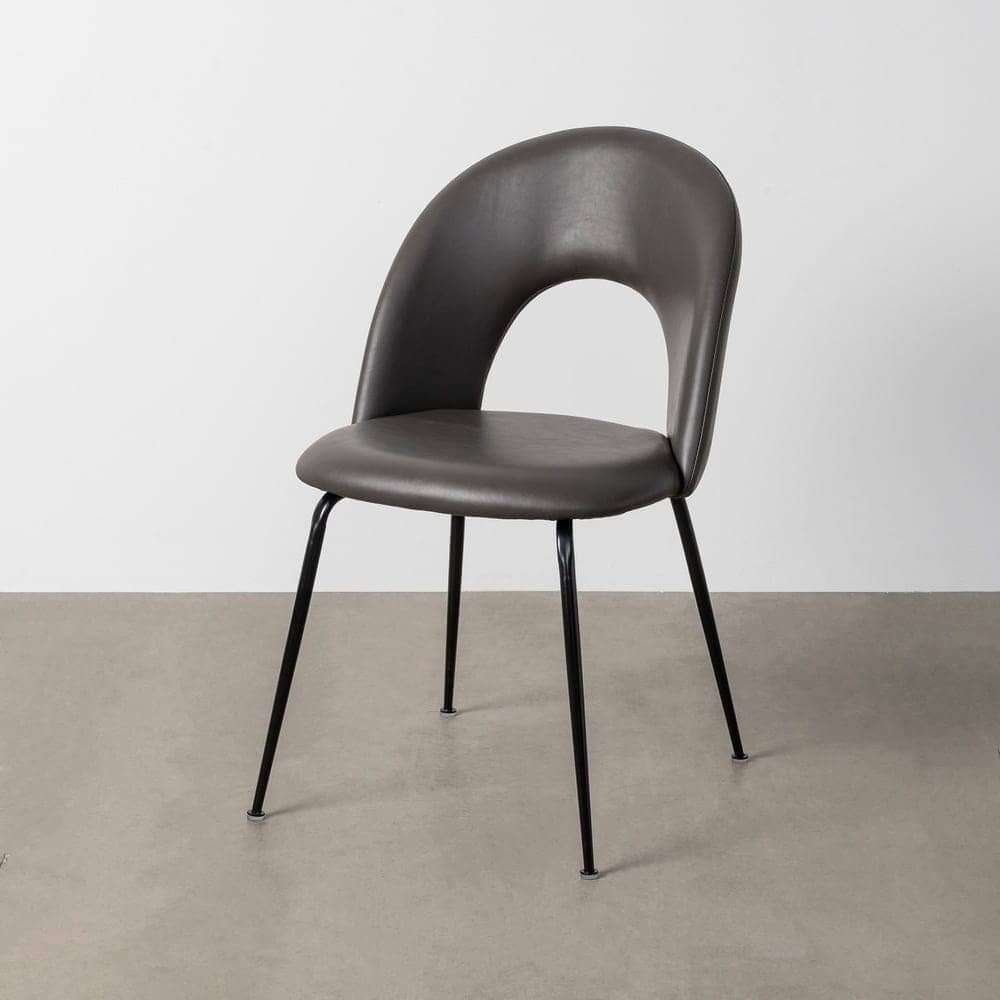 Silla Gris Simil Piel con Estructura de Hierro y Asiento de DM 49x60x81 cm - Imagen 3