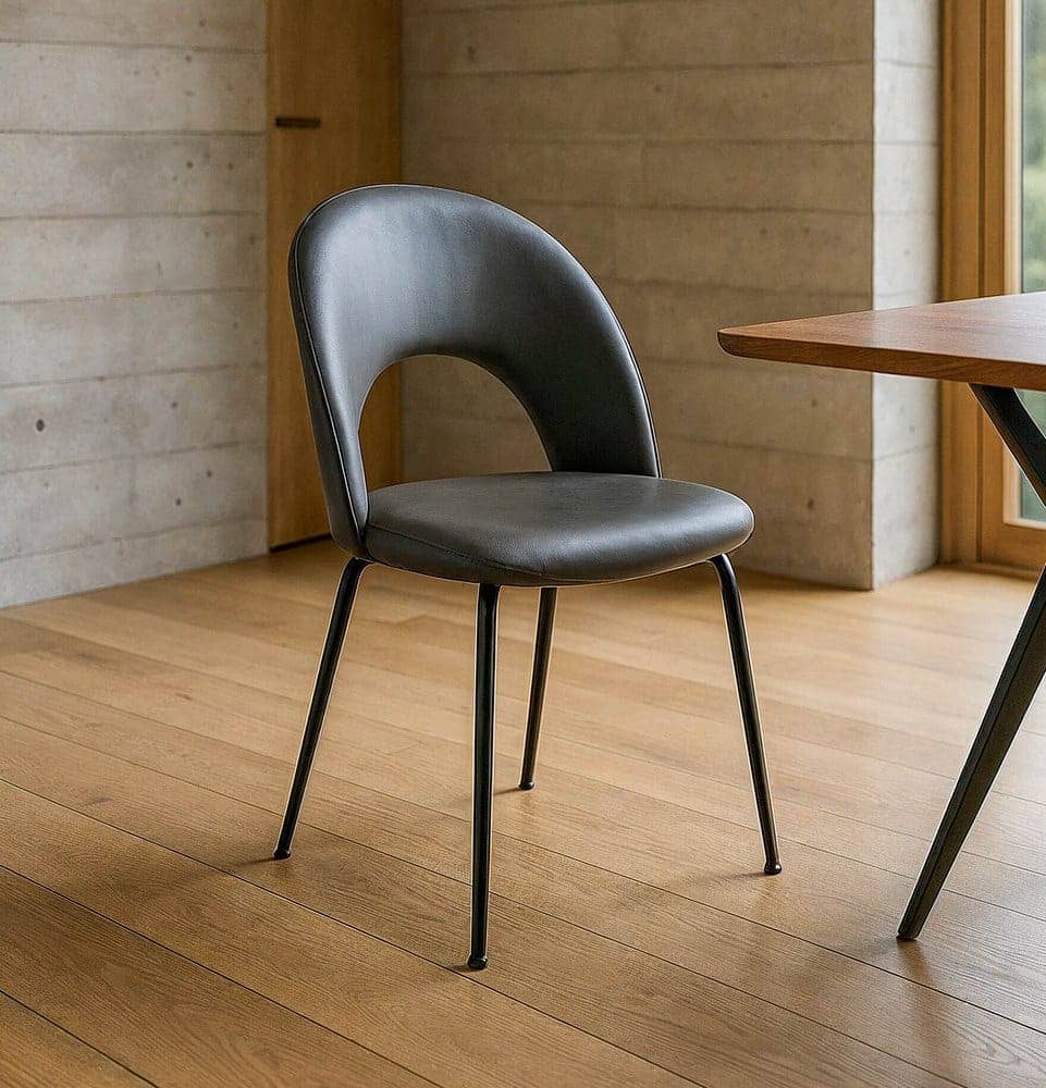 Silla Gris Simil Piel con Estructura de Hierro y Asiento de DM 49x60x81 cm - Imagen 2