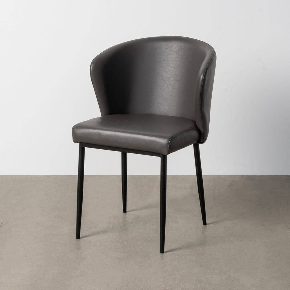 Silla Gris Simil Piel con Patas de Hierro - 59x55x80 cm - Imagen 3