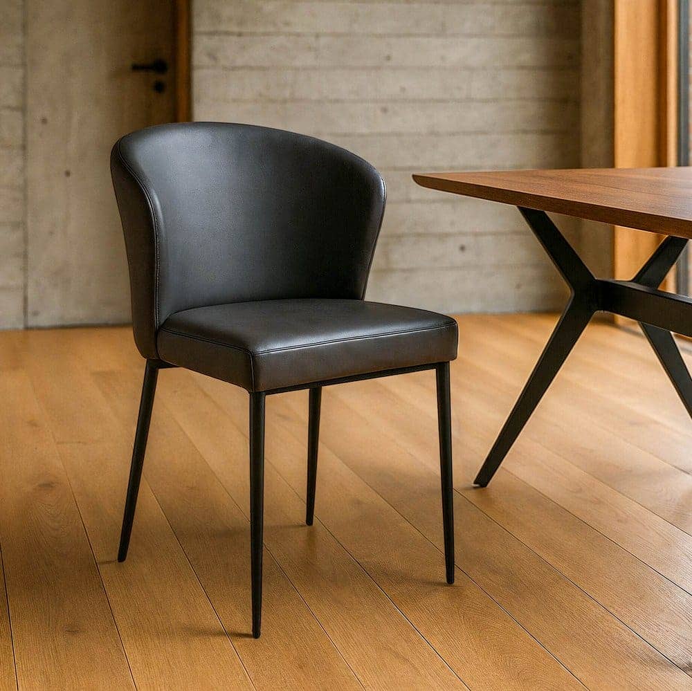 Silla Gris Simil Piel con Patas de Hierro - 59x55x80 cm - Imagen 2