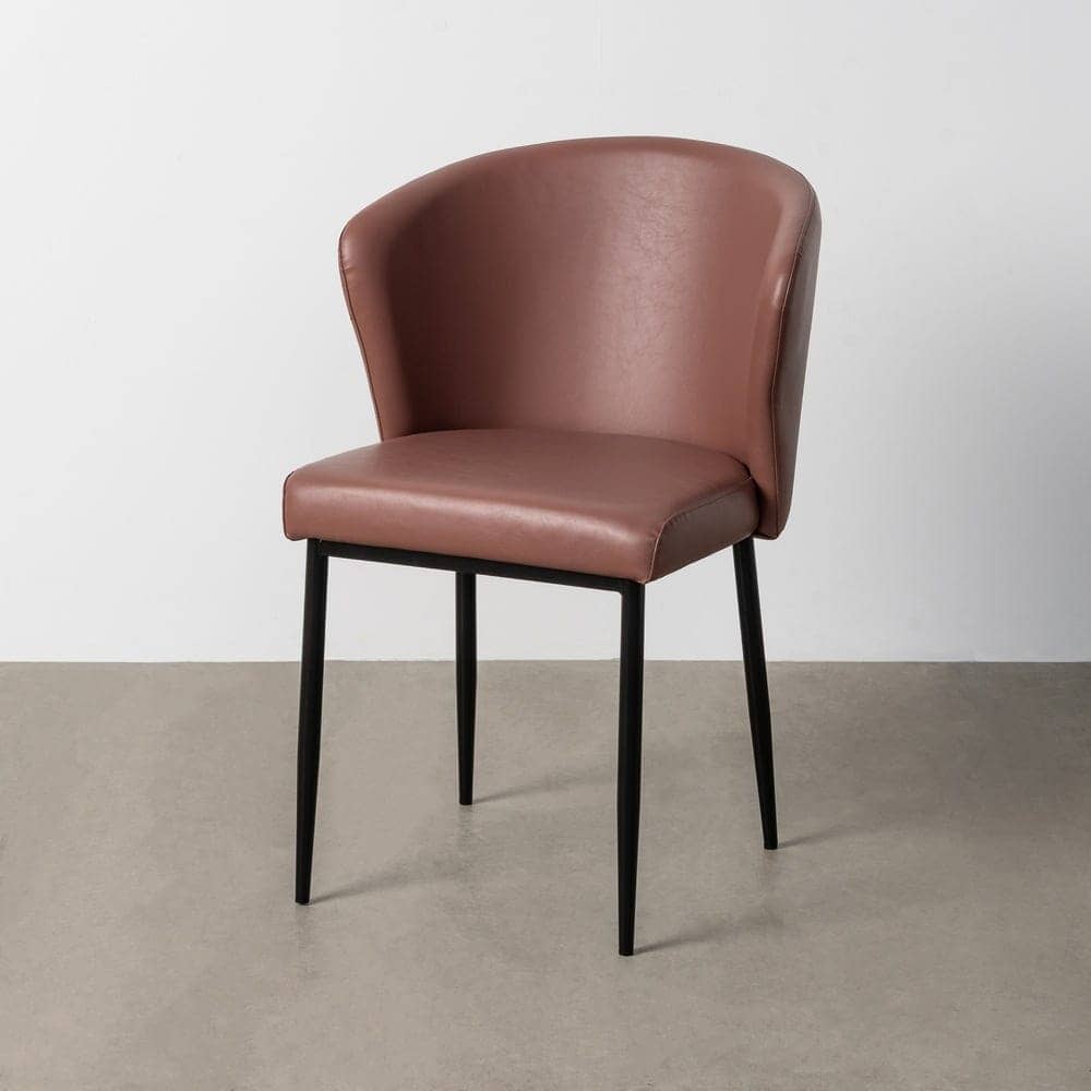 Silla Vino Simil Piel con Patas de Hierro, 59x55x80 cm, No Apilable - Imagen 3