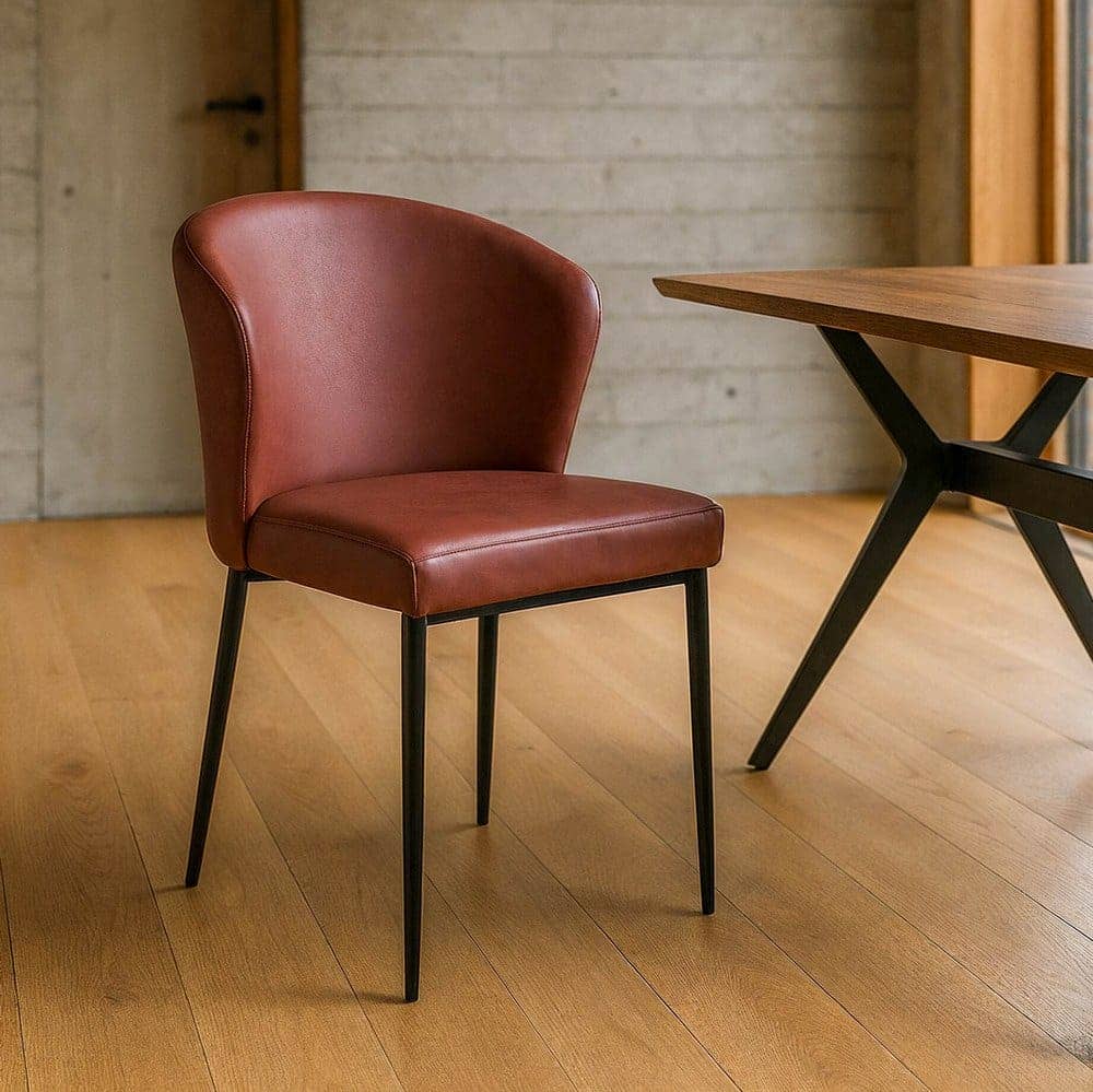 Silla Vino Simil Piel con Patas de Hierro, 59x55x80 cm, No Apilable - Imagen 2