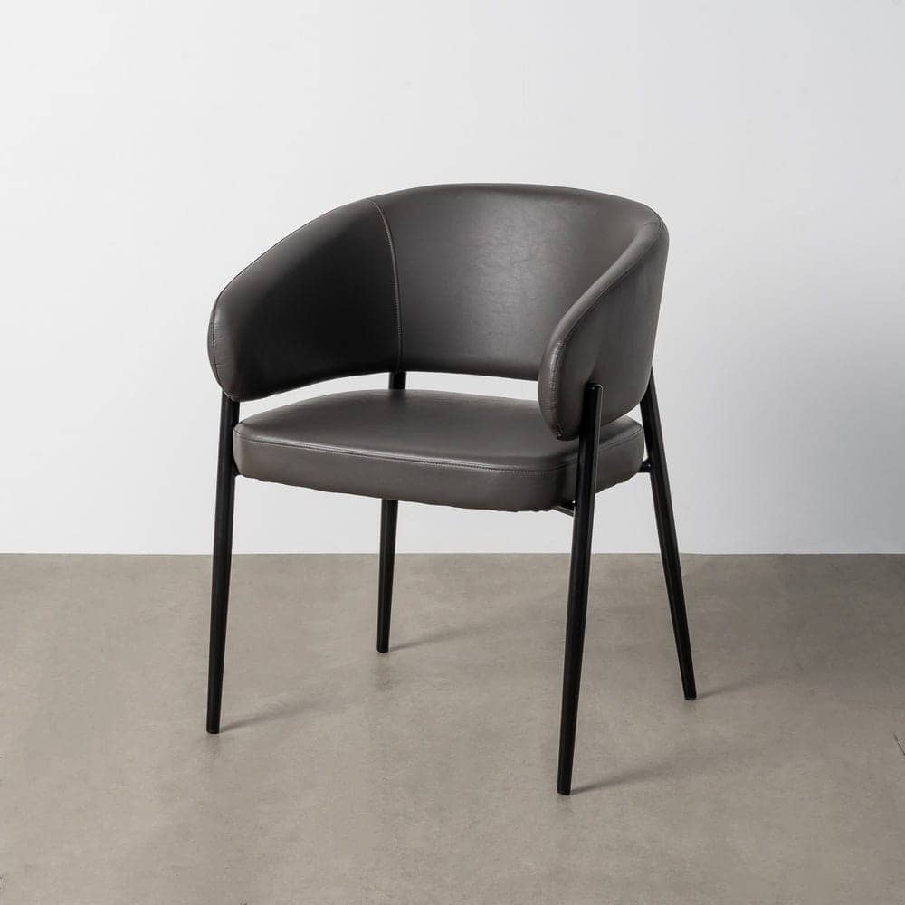 Silla Gris Simil Piel con Patas de Hierro - 60x59x83 cm - Imagen 3
