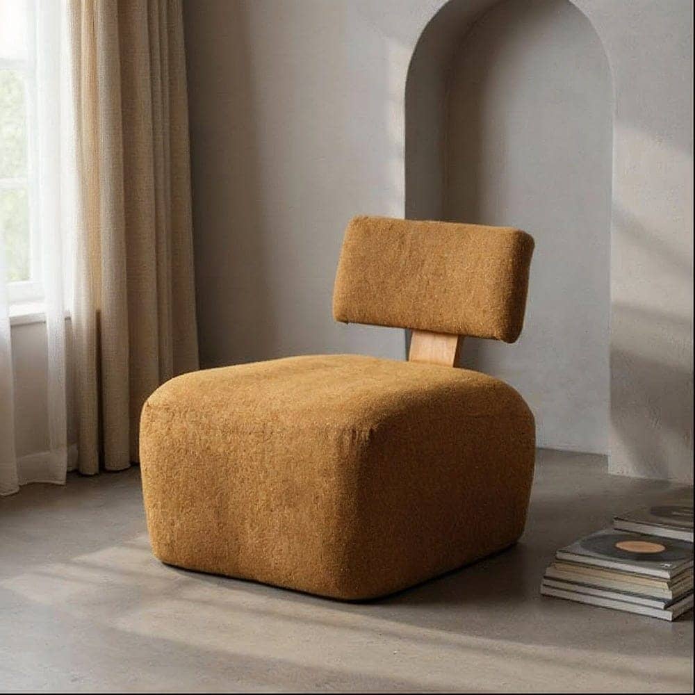 Sillón Jaspeado Mostaza de Plywood y Poliester 60x72x64,5 cm - Imagen 6