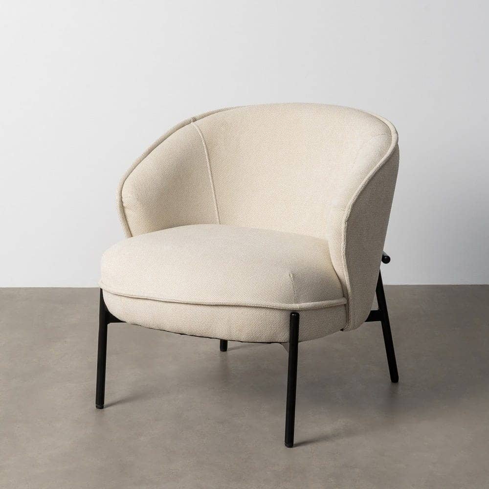 Sillón Beige de Poliéster y Metal 70x75x70 cm con Espuma - Imagen 3