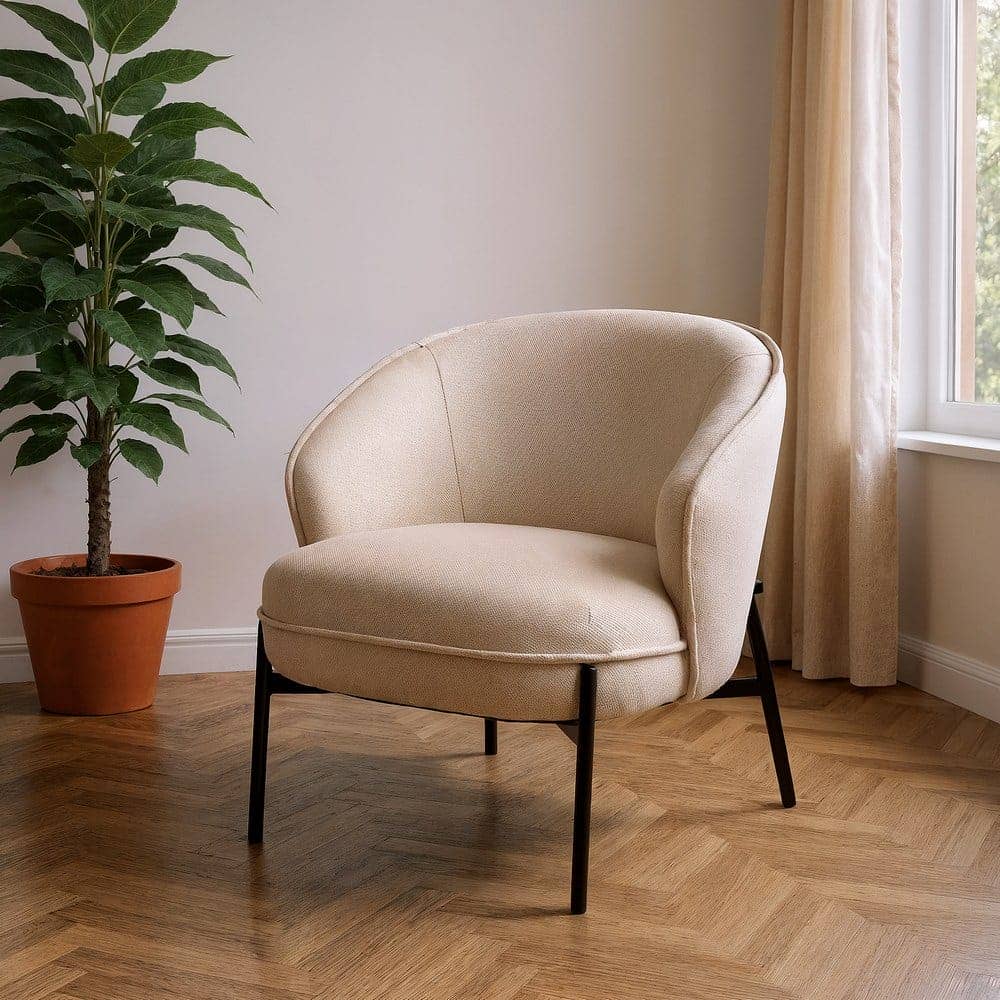 Sillón Beige de Poliéster y Metal 70x75x70 cm con Espuma - Imagen 2