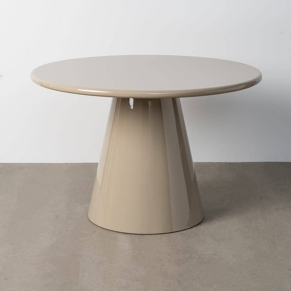 Mesa Comedor Alto Brillo Taupe MDF 120x120x75 cm con Montaje - Imagen 2