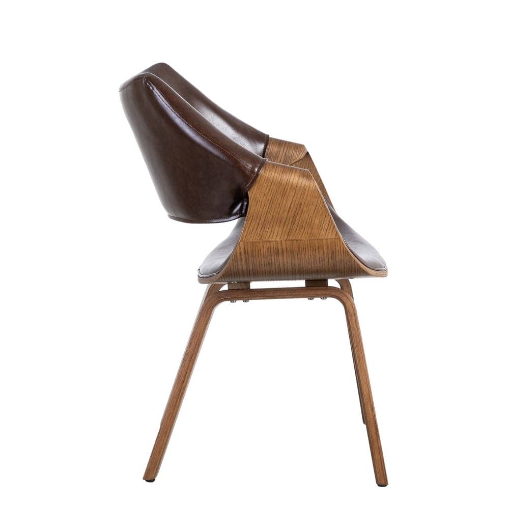 Silla Marrón de Madera y Simil Piel 61x56x82 cm con Relleno de Foam - Imagen 2
