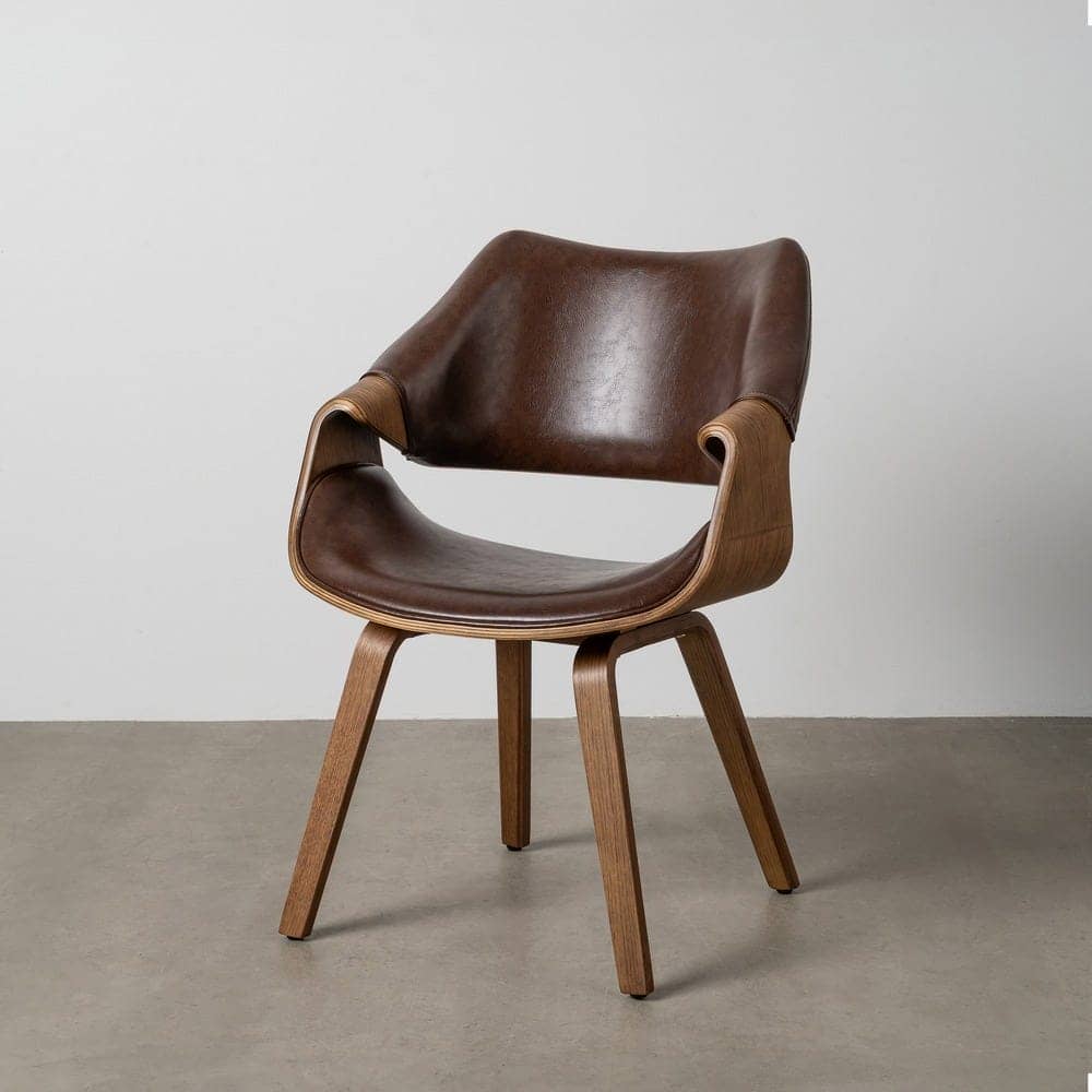 Silla Marrón de Madera y Simil Piel 61x56x82 cm con Relleno de Foam - Imagen 12