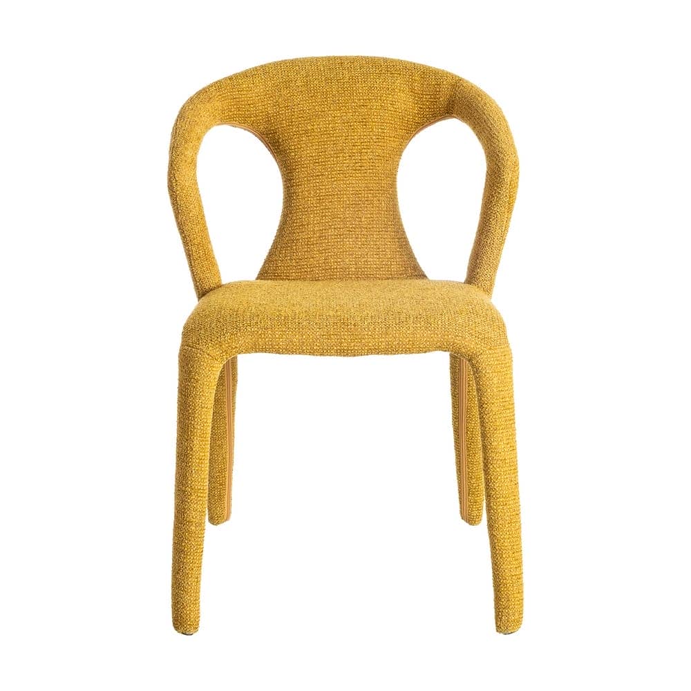 Silla Jaspeada Mostaza Tejido con Estructura de Metal 52,5x59x79 cm - Imagen 2