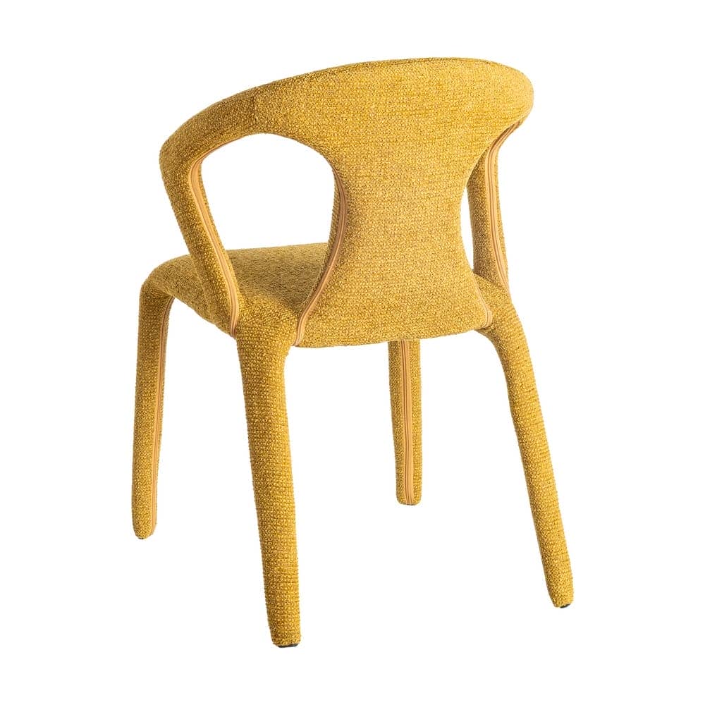 Silla Jaspeada Mostaza Tejido con Estructura de Metal 52,5x59x79 cm - Imagen 4