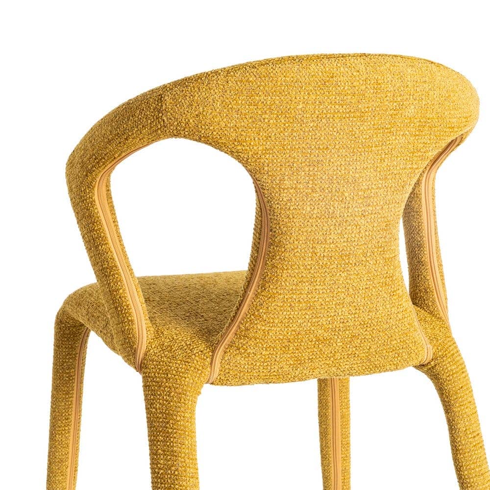 Silla Jaspeada Mostaza Tejido con Estructura de Metal 52,5x59x79 cm - Imagen 5