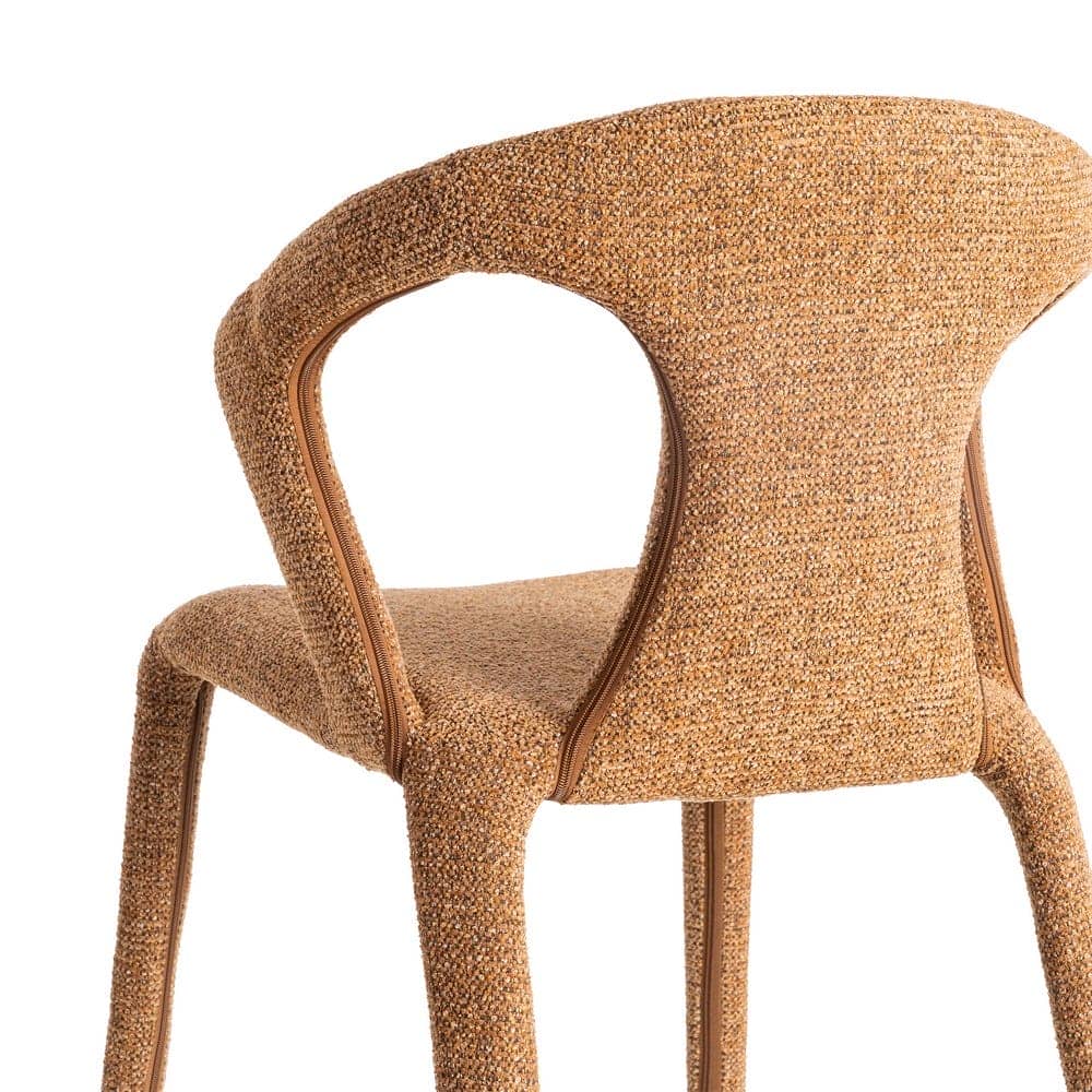 Silla Jaspeada Marrón de Tejido con Estructura de Metal 52,5x59x79 cm - Imagen 5
