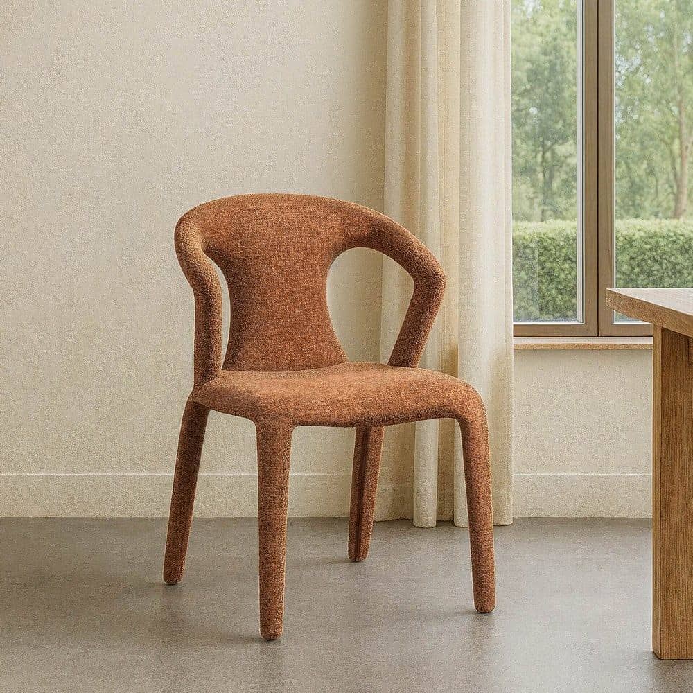 Silla Jaspeada Marrón de Tejido con Estructura de Metal 52,5x59x79 cm - Imagen 10