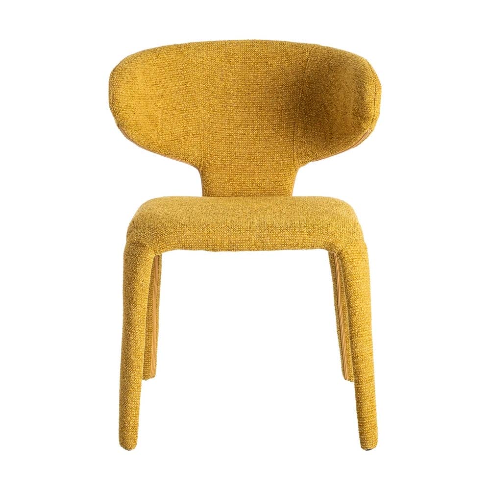Silla Jaspeada Mostaza Tejido con Estructura de Metal 58x60x81 cm - Imagen 2