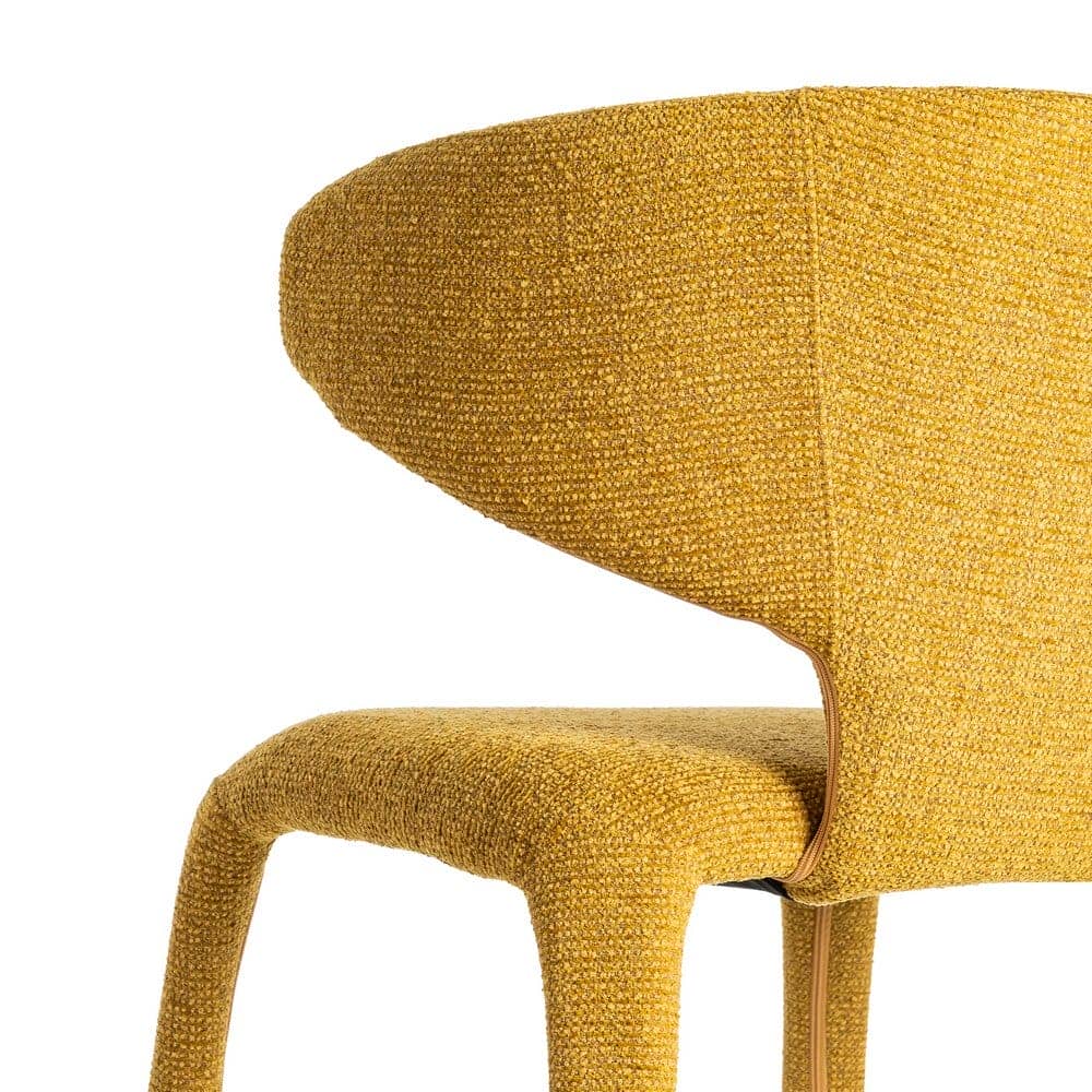 Silla Jaspeada Mostaza Tejido con Estructura de Metal 58x60x81 cm - Imagen 5