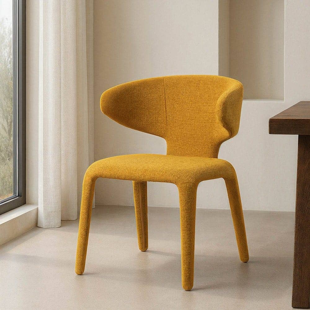 Silla Jaspeada Mostaza Tejido con Estructura de Metal 58x60x81 cm - Imagen 9