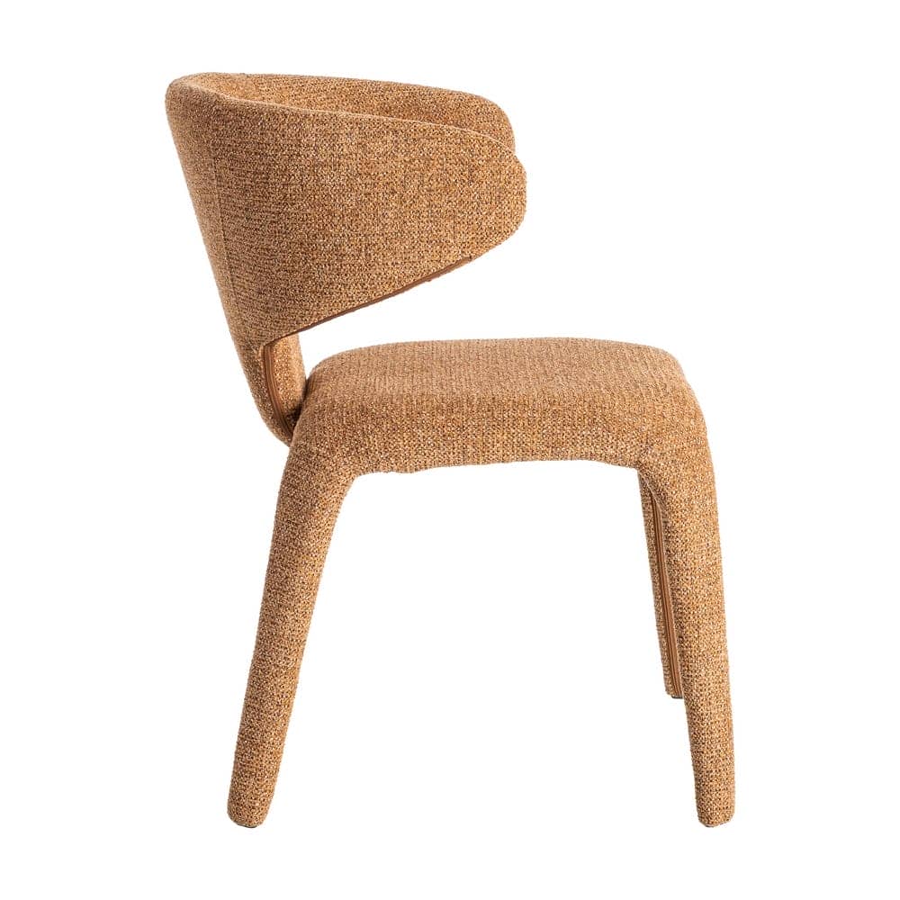 Silla Jaspeada Marrón de Tejido con Estructura de Metal 58x60x81 cm - Imagen 3
