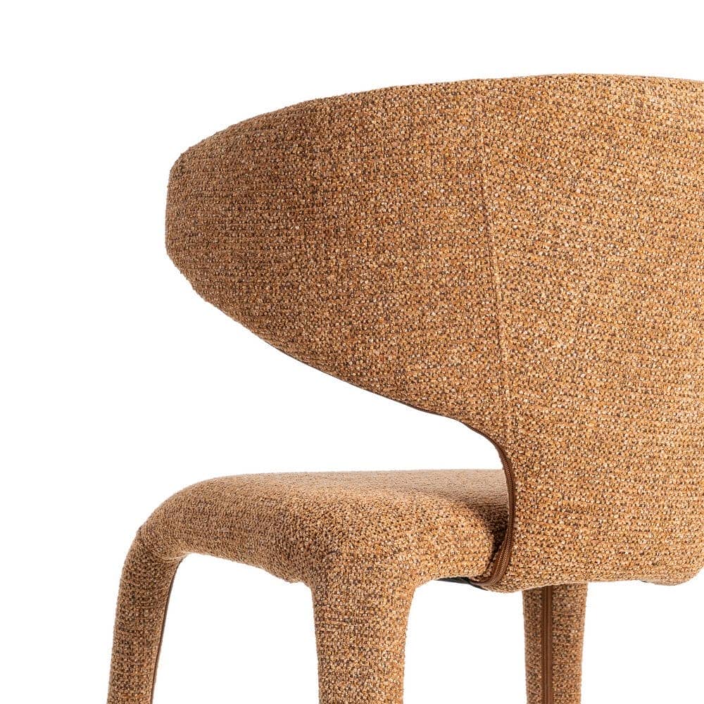 Silla Jaspeada Marrón de Tejido con Estructura de Metal 58x60x81 cm - Imagen 5
