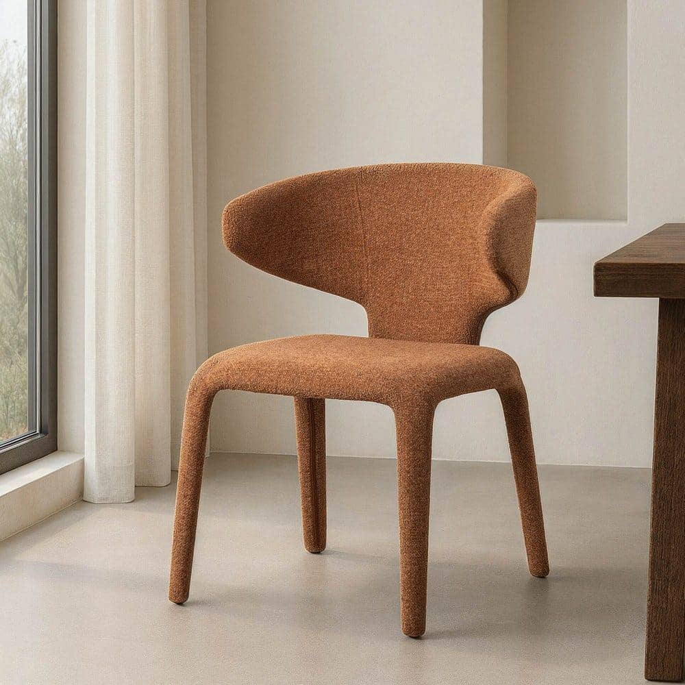 Silla Jaspeada Marrón de Tejido con Estructura de Metal 58x60x81 cm - Imagen 10