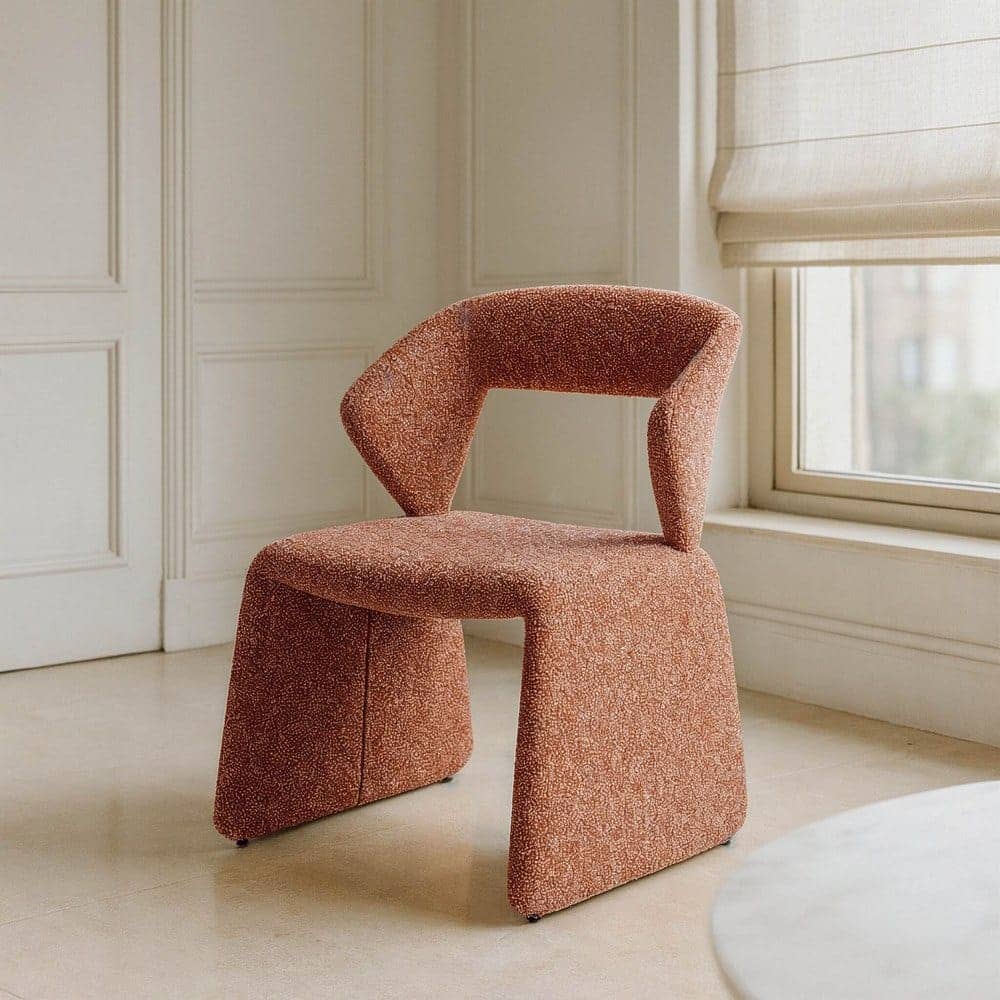 Silla de tejido salmón con estructura de metal, 59x63x81 cm - Imagen 11