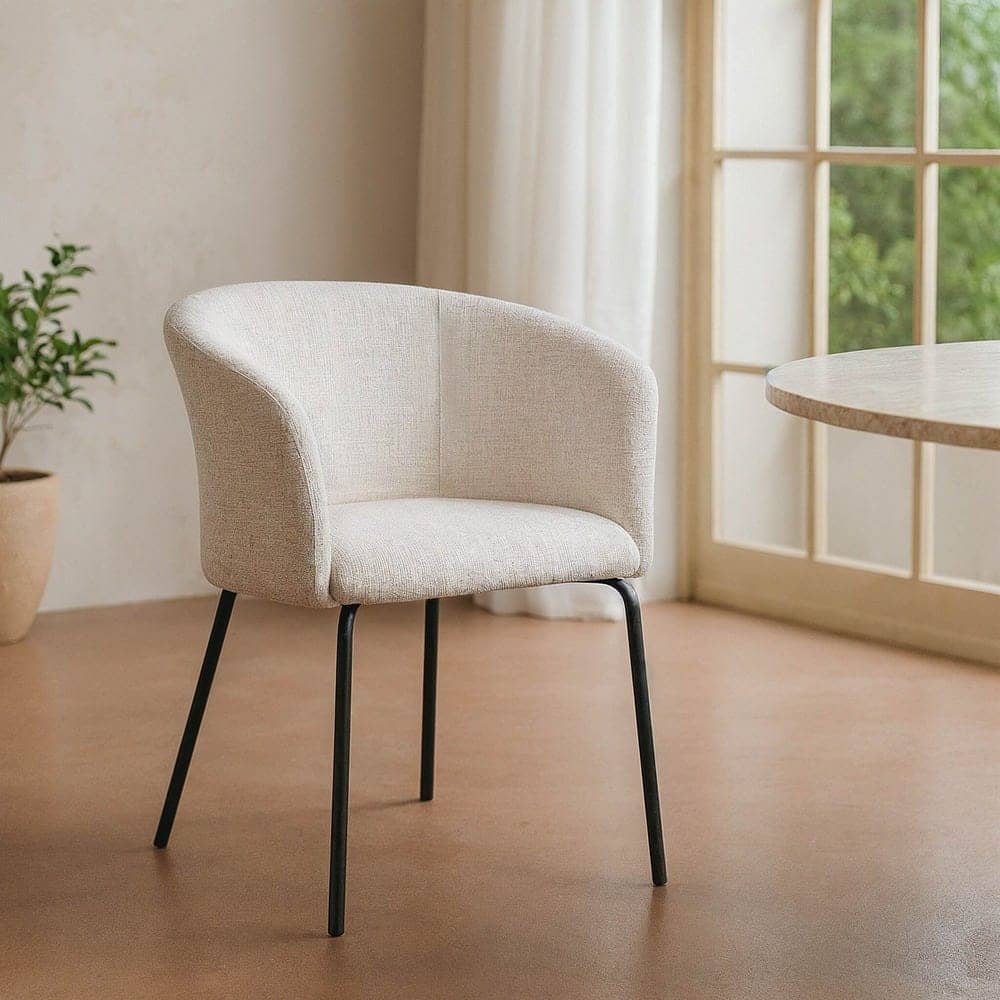 Silla de Tejido y Metal Crema 61x56x77,5 cm, No Apilable - Imagen 11