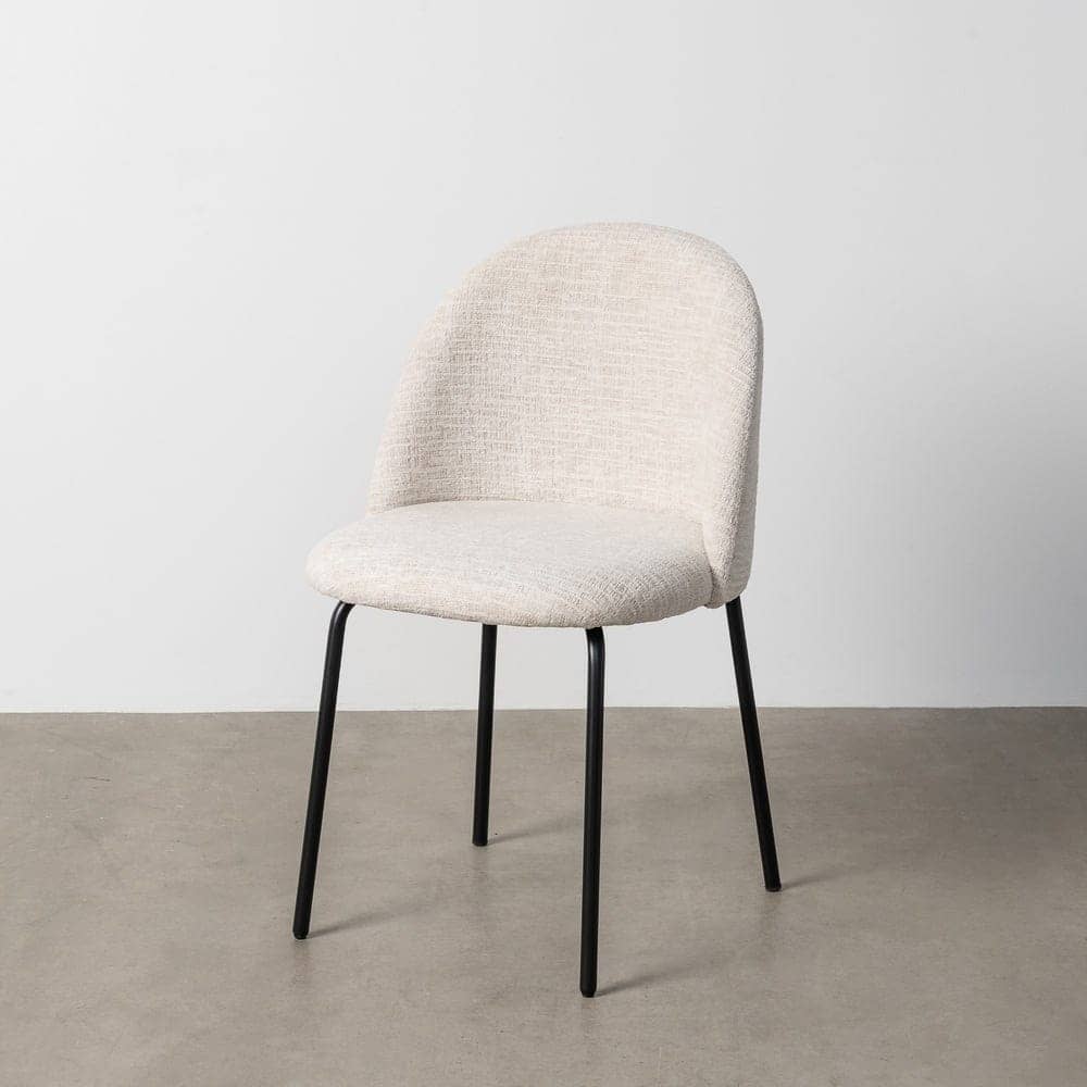 Silla Crema Tejido-Metal con Patas de Hierro Negro 49x48x80 cm - Imagen 11
