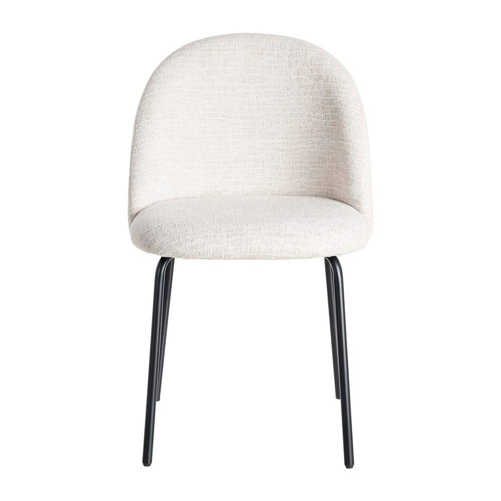 Silla Crema Tejido-Metal con Patas de Hierro Negro 49x48x80 cm - Imagen 2