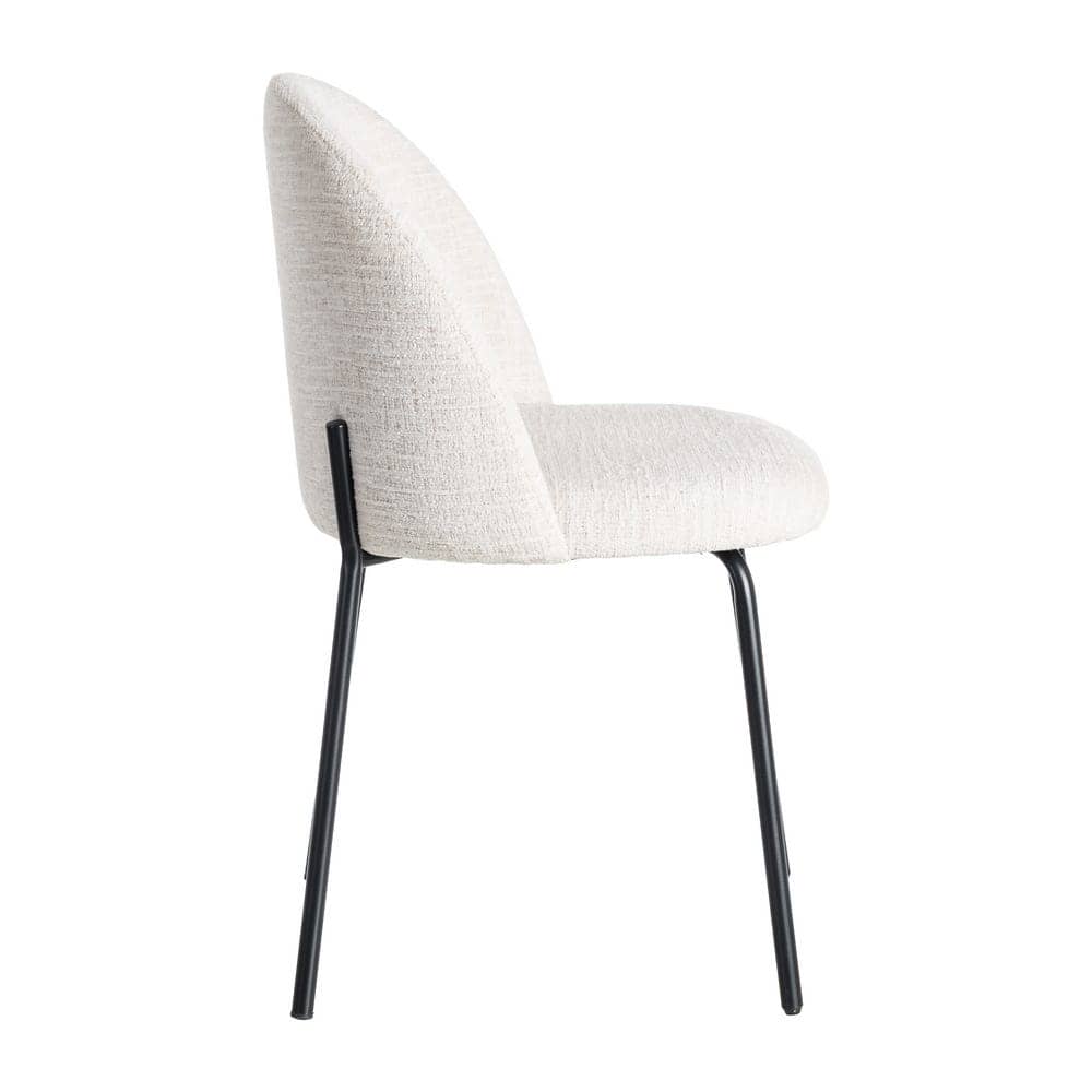 Silla Crema Tejido-Metal con Patas de Hierro Negro 49x48x80 cm - Imagen 3
