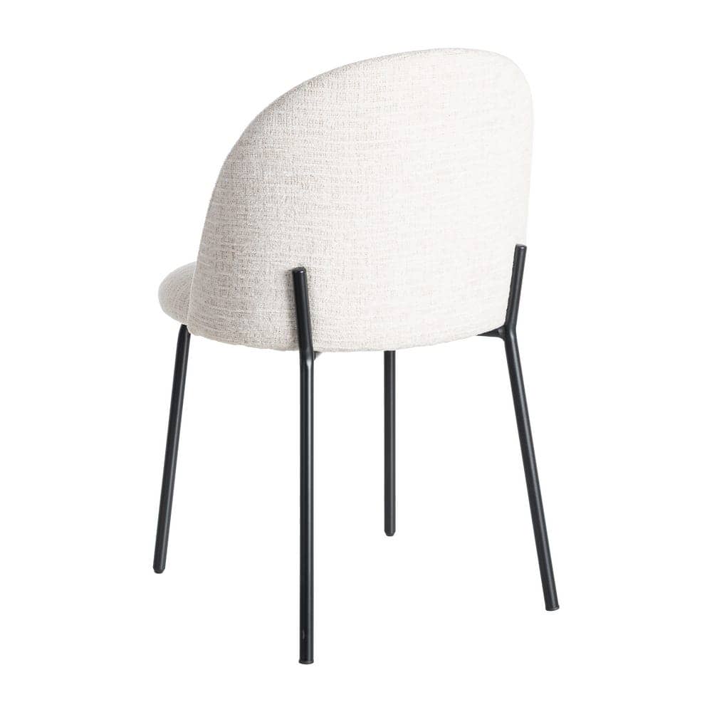 Silla Crema Tejido-Metal con Patas de Hierro Negro 49x48x80 cm - Imagen 4