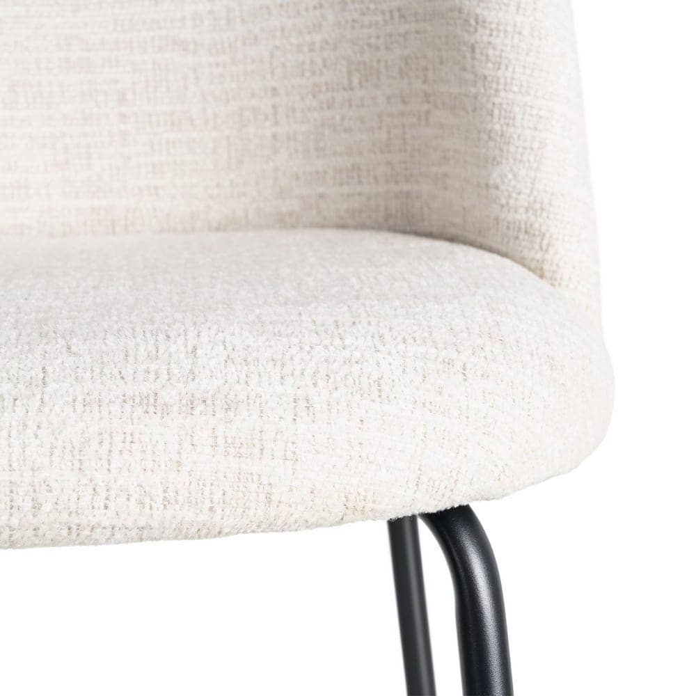 Silla Crema Tejido-Metal con Patas de Hierro Negro 49x48x80 cm - Imagen 8