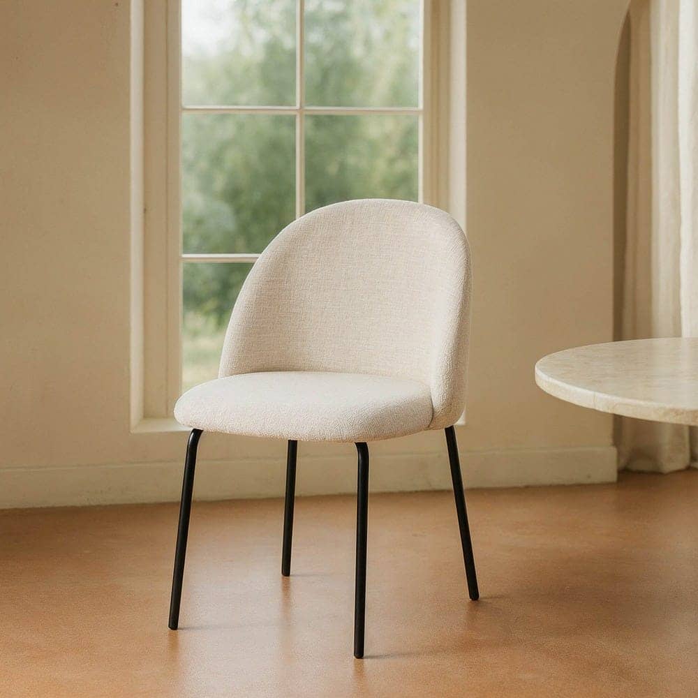 Silla Crema Tejido-Metal con Patas de Hierro Negro 49x48x80 cm - Imagen 12