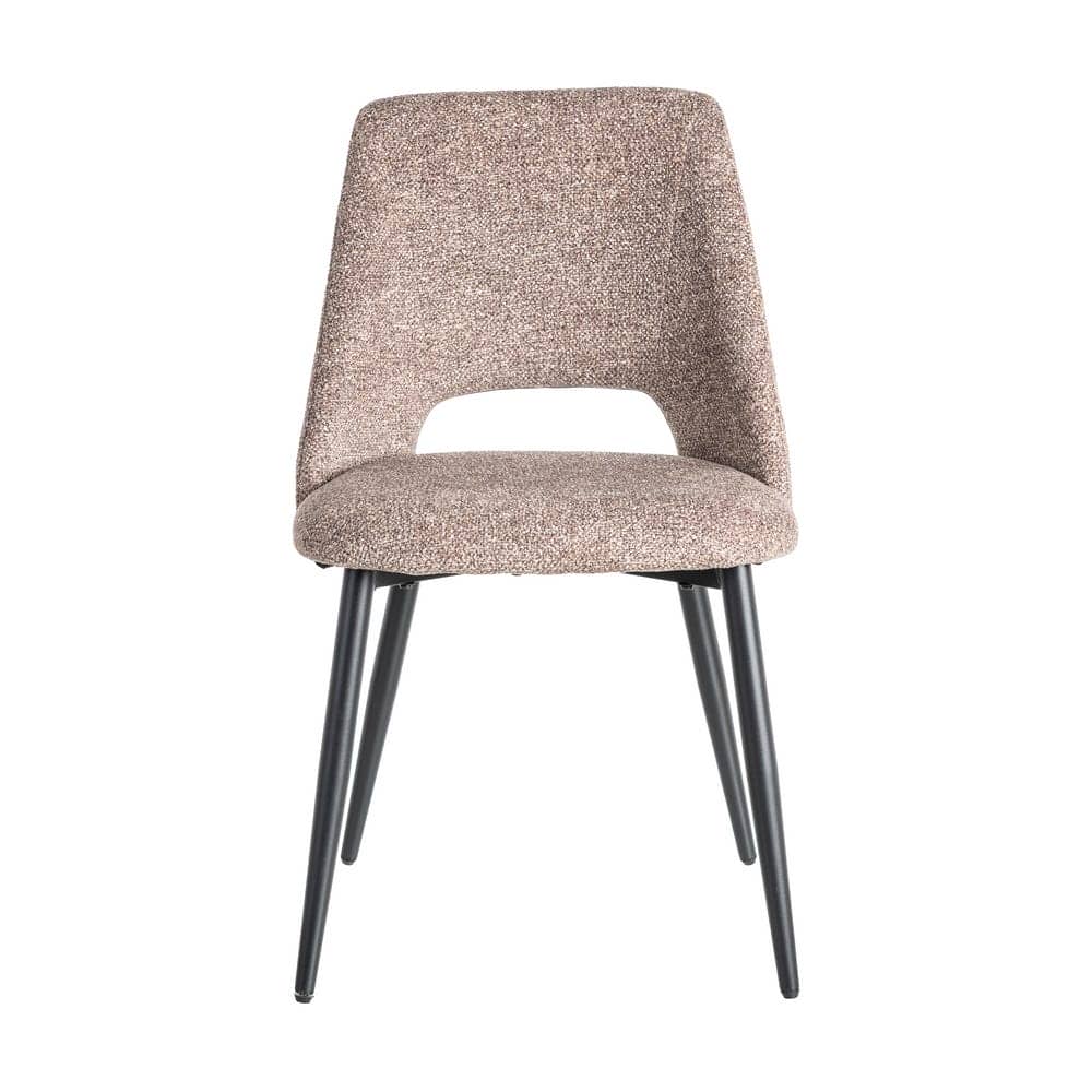 Silla Jaspeada Taupe Tejido 100% Poliéster y Patas de Hierro 50x57x81 cm - Imagen 2