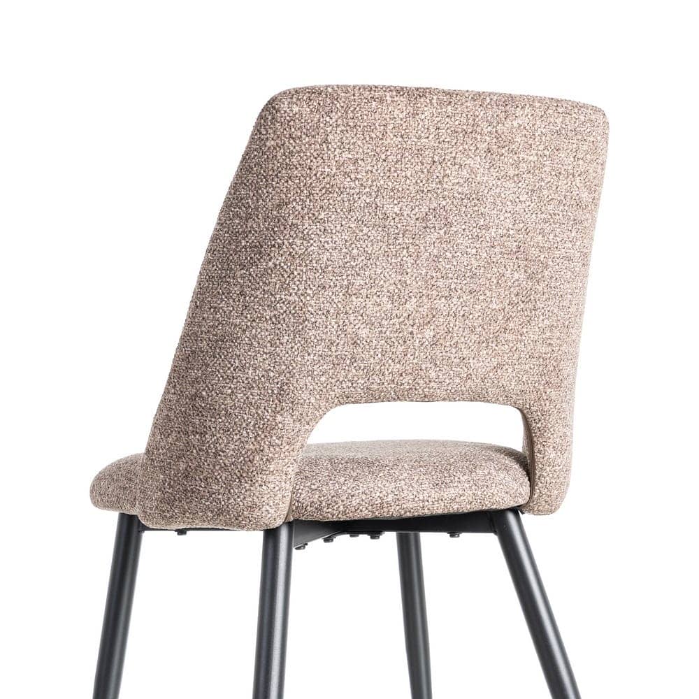 Silla Jaspeada Taupe Tejido 100% Poliéster y Patas de Hierro 50x57x81 cm - Imagen 5