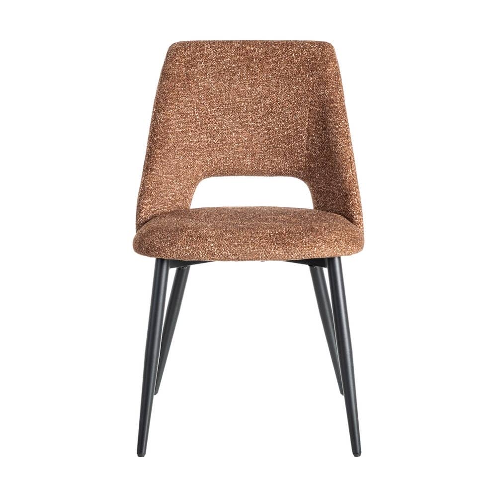 Silla Jaspeada Ocre Tejido 100% Poliéster y Patas de Hierro 50x57x81 cm - Imagen 2