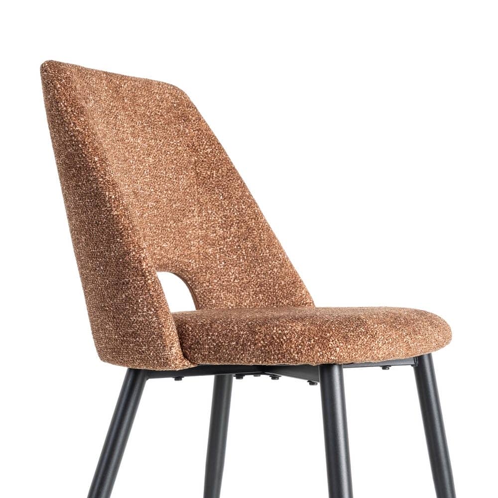 Silla Jaspeada Ocre Tejido 100% Poliéster y Patas de Hierro 50x57x81 cm - Imagen 6