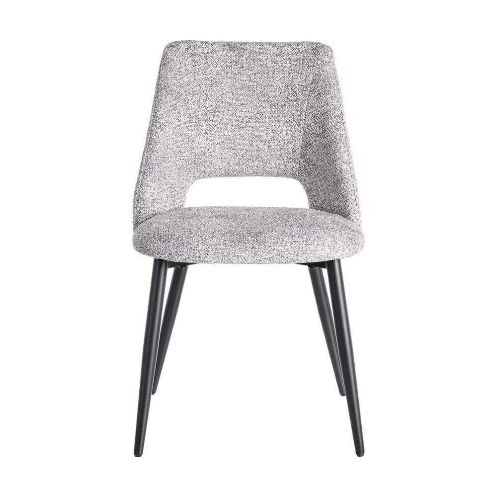 Silla Jaspeada Gris-Blanco Tejido 100% Poliéster y Patas de Hierro 50x57x81 cm - Imagen 2