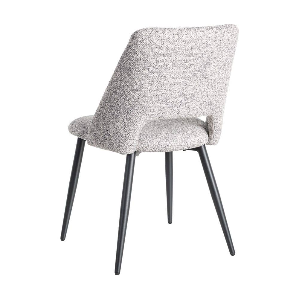 Silla Jaspeada Gris-Blanco Tejido 100% Poliéster y Patas de Hierro 50x57x81 cm - Imagen 4