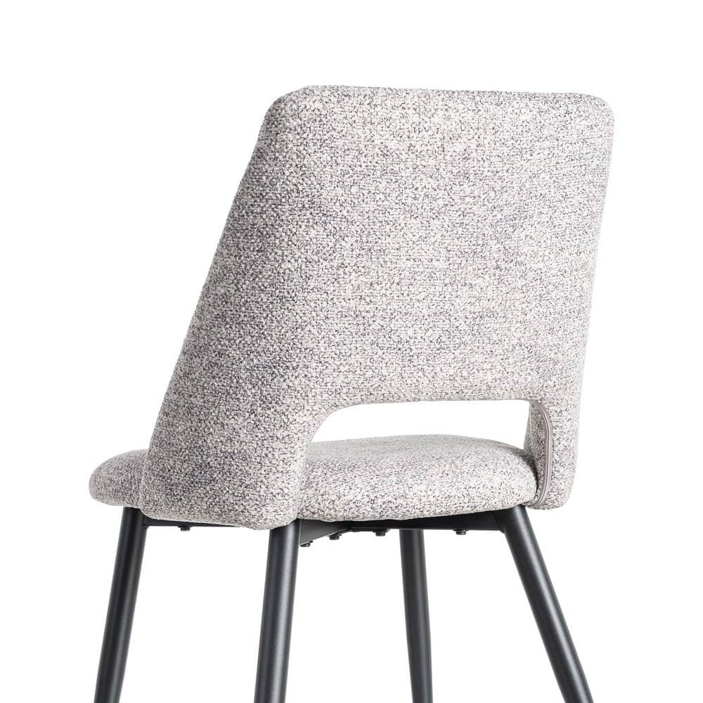Silla Jaspeada Gris-Blanco Tejido 100% Poliéster y Patas de Hierro 50x57x81 cm - Imagen 5