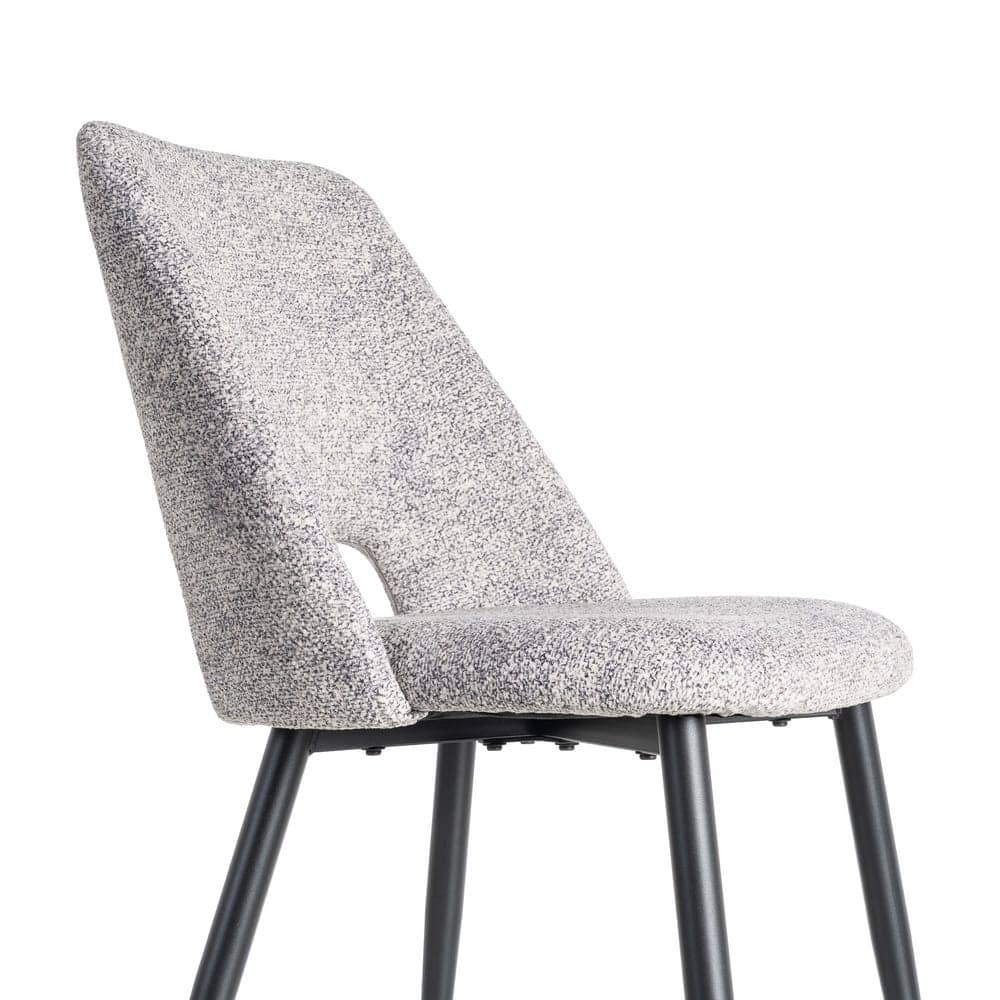 Silla Jaspeada Gris-Blanco Tejido 100% Poliéster y Patas de Hierro 50x57x81 cm - Imagen 6