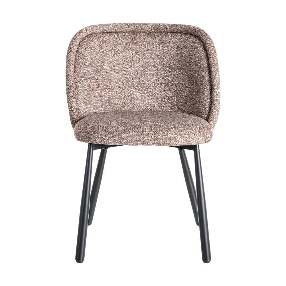 Silla Jaspeada Taupe Tejido 100% Poliéster y Patas de Hierro 56x56x78 cm - Imagen 2