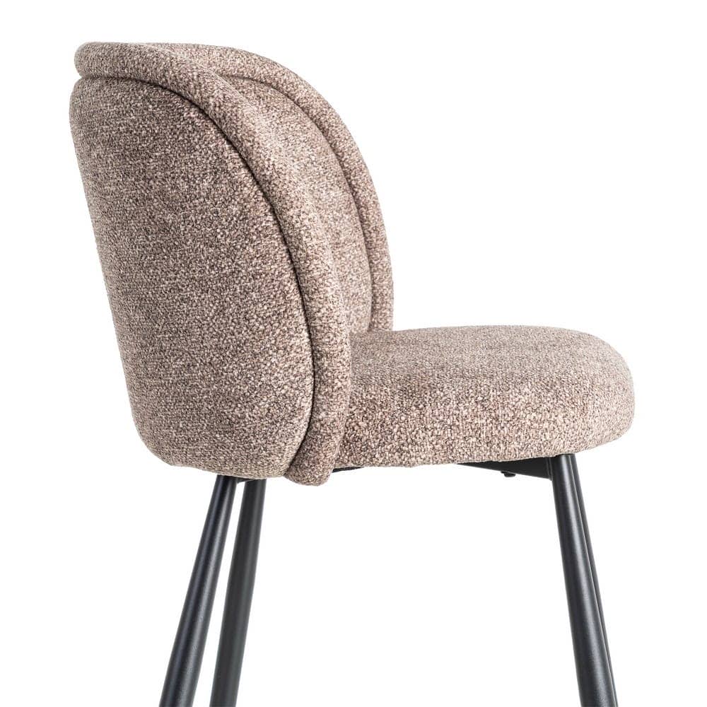 Silla Jaspeada Taupe Tejido 100% Poliéster y Patas de Hierro 56x56x78 cm - Imagen 6