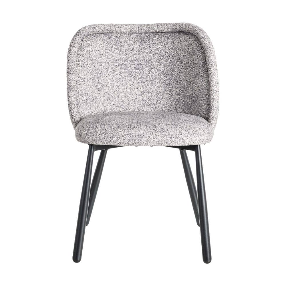 Silla Jaspeada Gris-Blanco Tejido 100% Poliéster y Patas de Hierro 56x56x78 cm - Imagen 2