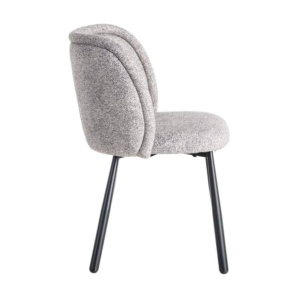 Silla Jaspeada Gris-Blanco Tejido 100% Poliéster y Patas de Hierro 56x56x78 cm - Imagen 3